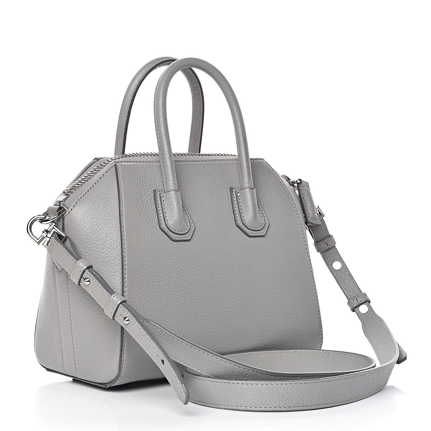 Sugar Goatskin Mini Antigona Pearl Grey