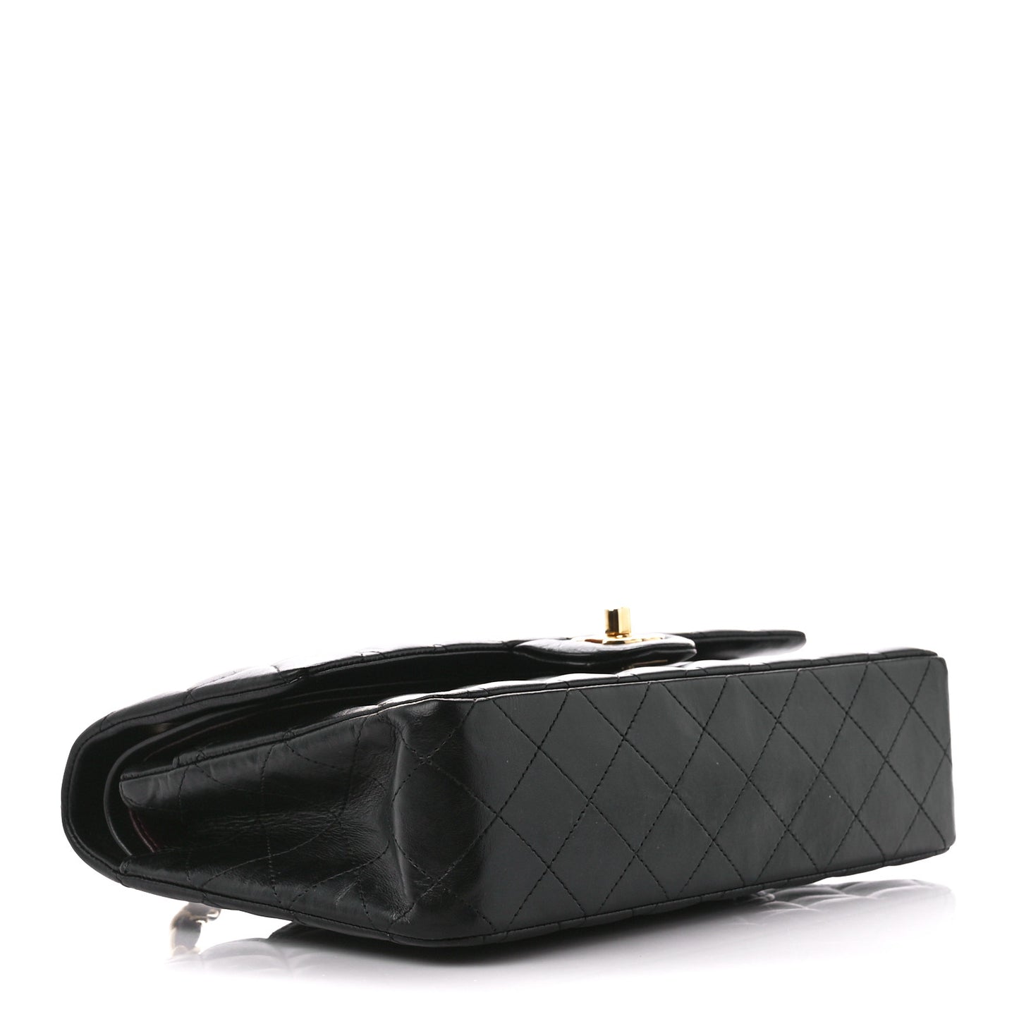 Lambskin Quilted Medium Double Flap Black