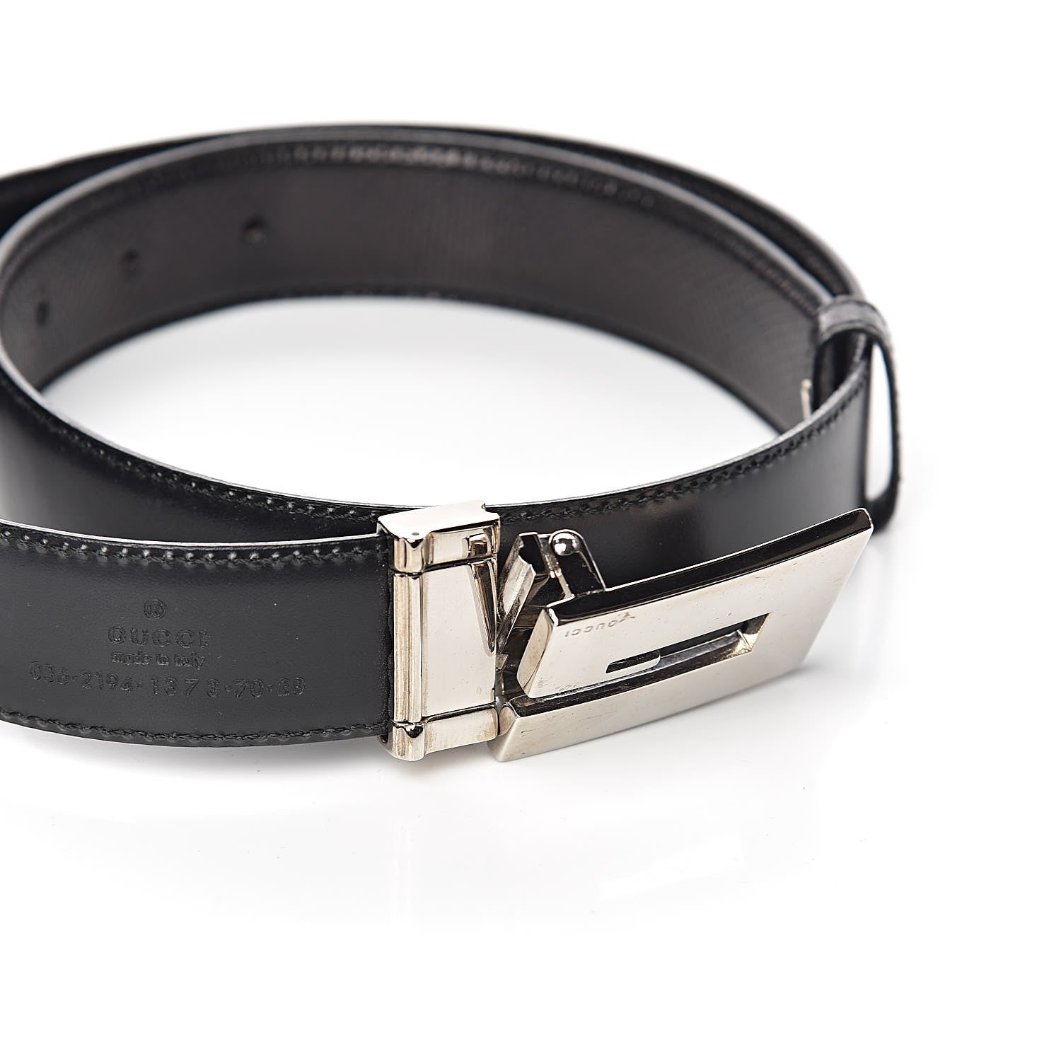 Gucci Calfskin Lizard Embossed Reversible Square G Buckle Belt 70 28 Black Brown 5 of 5