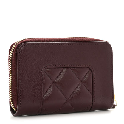 Chanel Sheepskin Quilted Mademoiselle Vintage Zip Coin Purse Dark Red 3 of 9