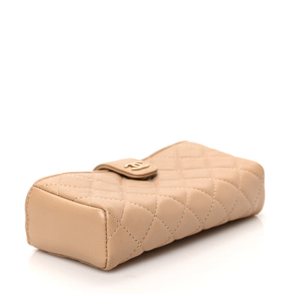 Chanel Lambskin Quilted Mini Phone Holder Clutch Beige 4 of 7
