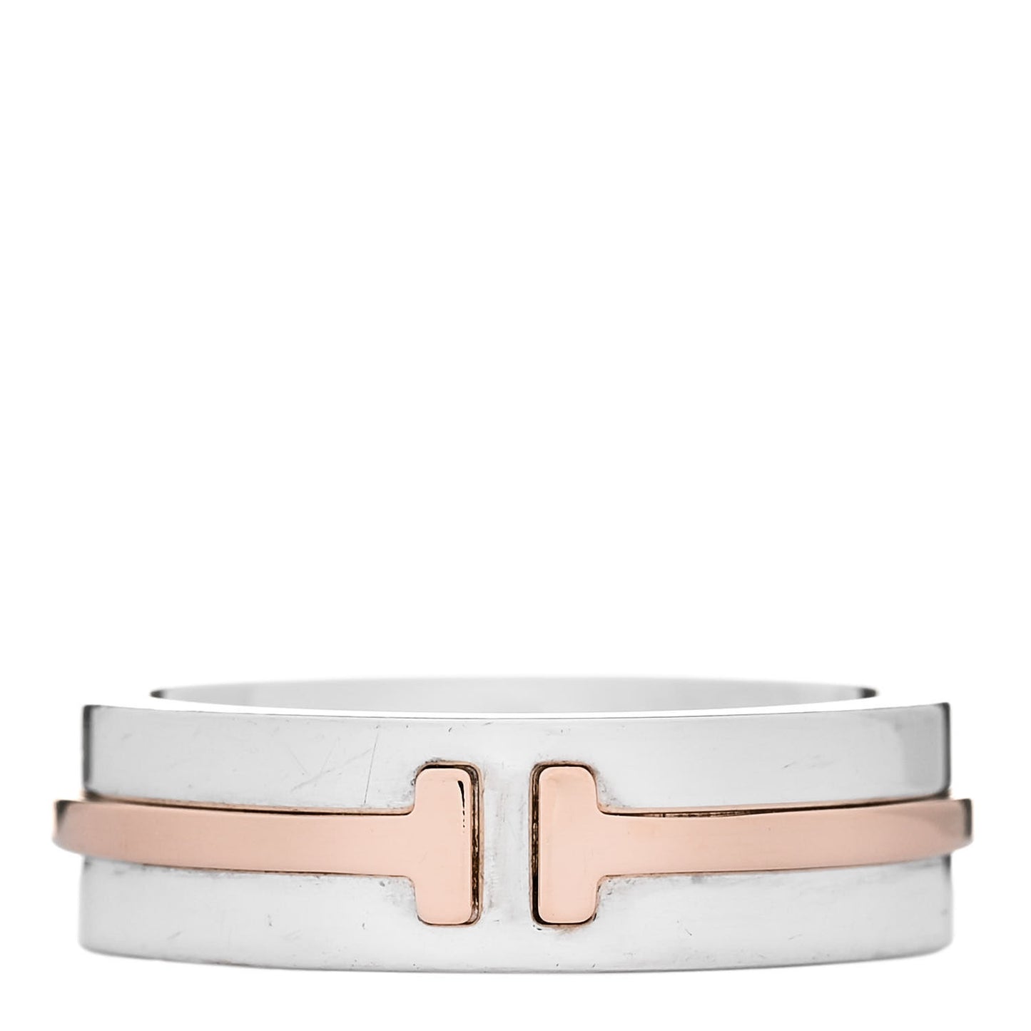 Sterling Silver 18K Rose Gold Tiffany T Wide Ring 54 7