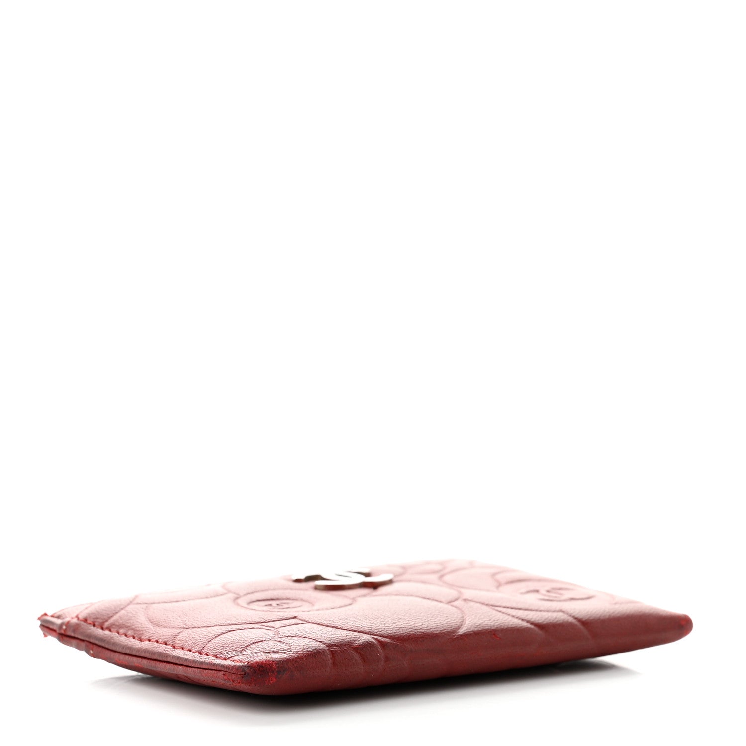 Chanel Lambskin Camellia Card Holder Dark Red 3 of 7