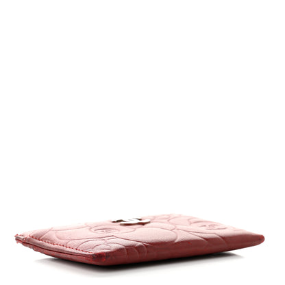 Chanel Lambskin Camellia Card Holder Dark Red 3 of 7