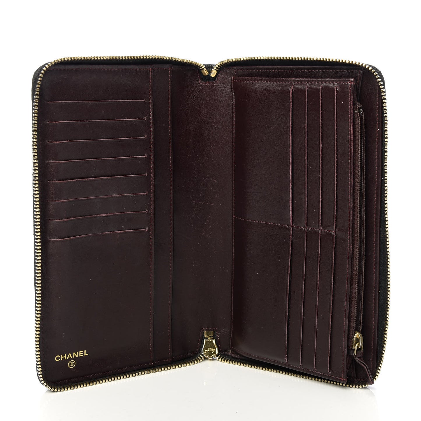 Caviar Quilted Large Zip Around Organizer Wallet Black