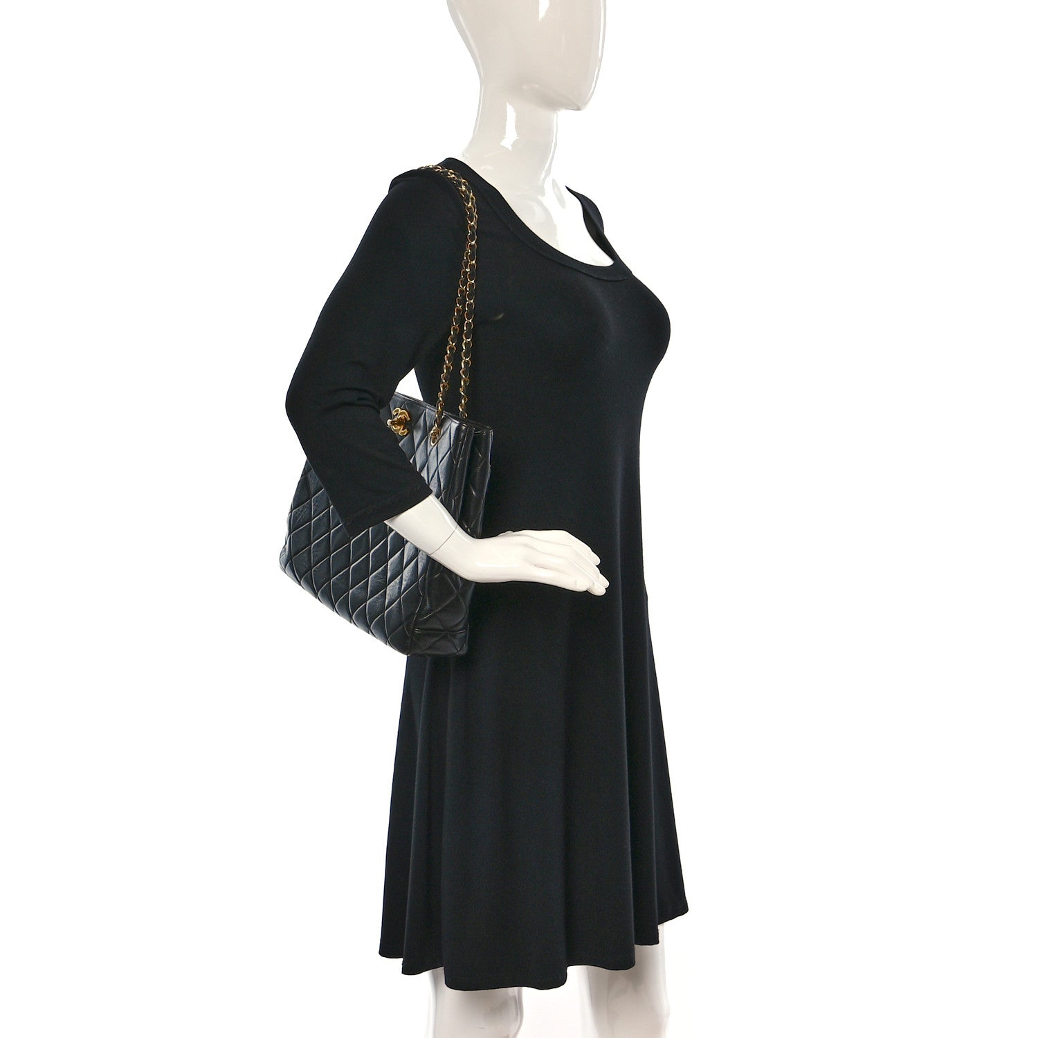 Chanel Lambskin Quilted Shopping Tote Black 2 of 9