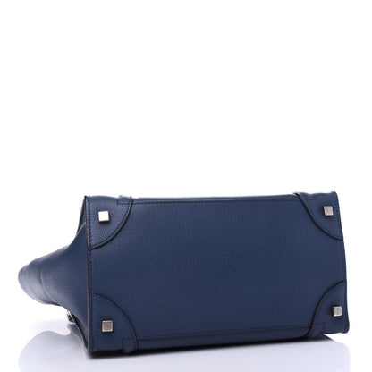 Celine Drummed Calfskin Mini Luggage Petrol 4 of 10