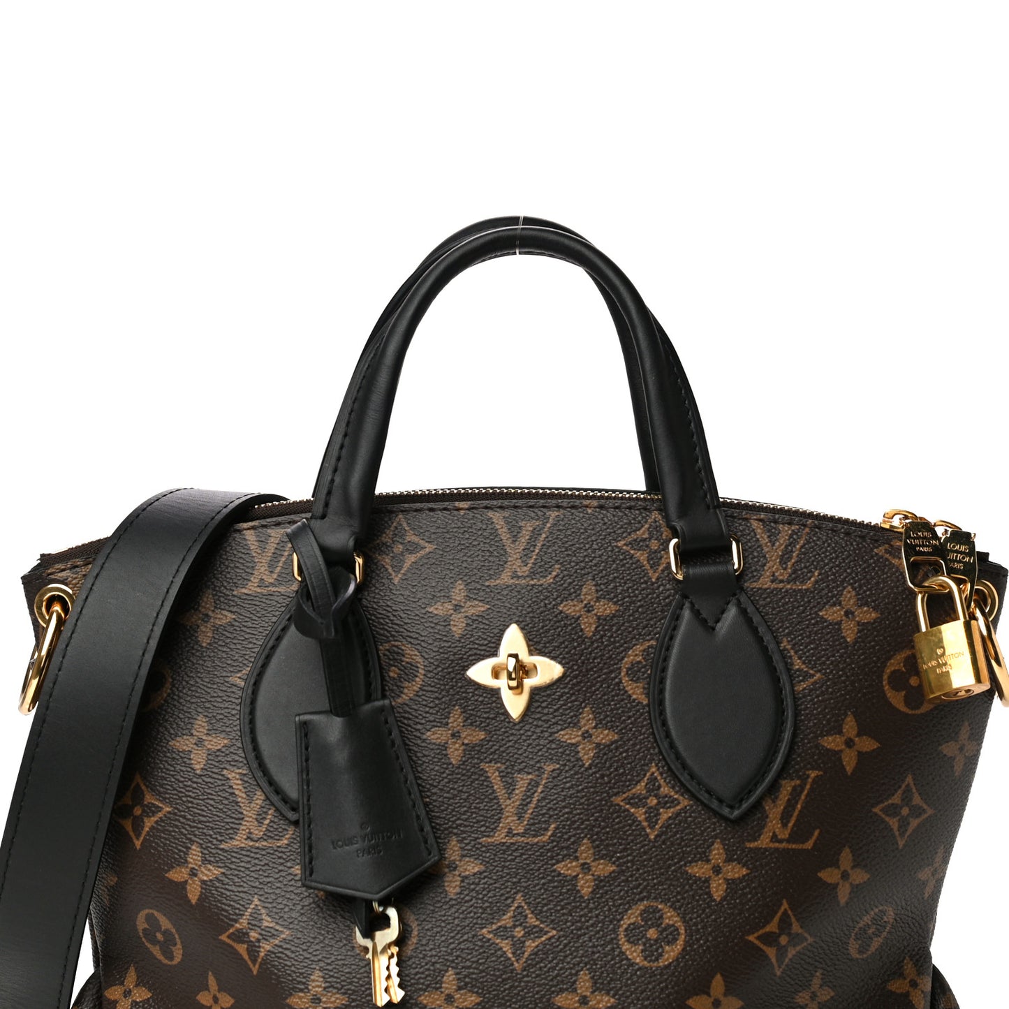 Monogram Flower Zipped Tote PM Black