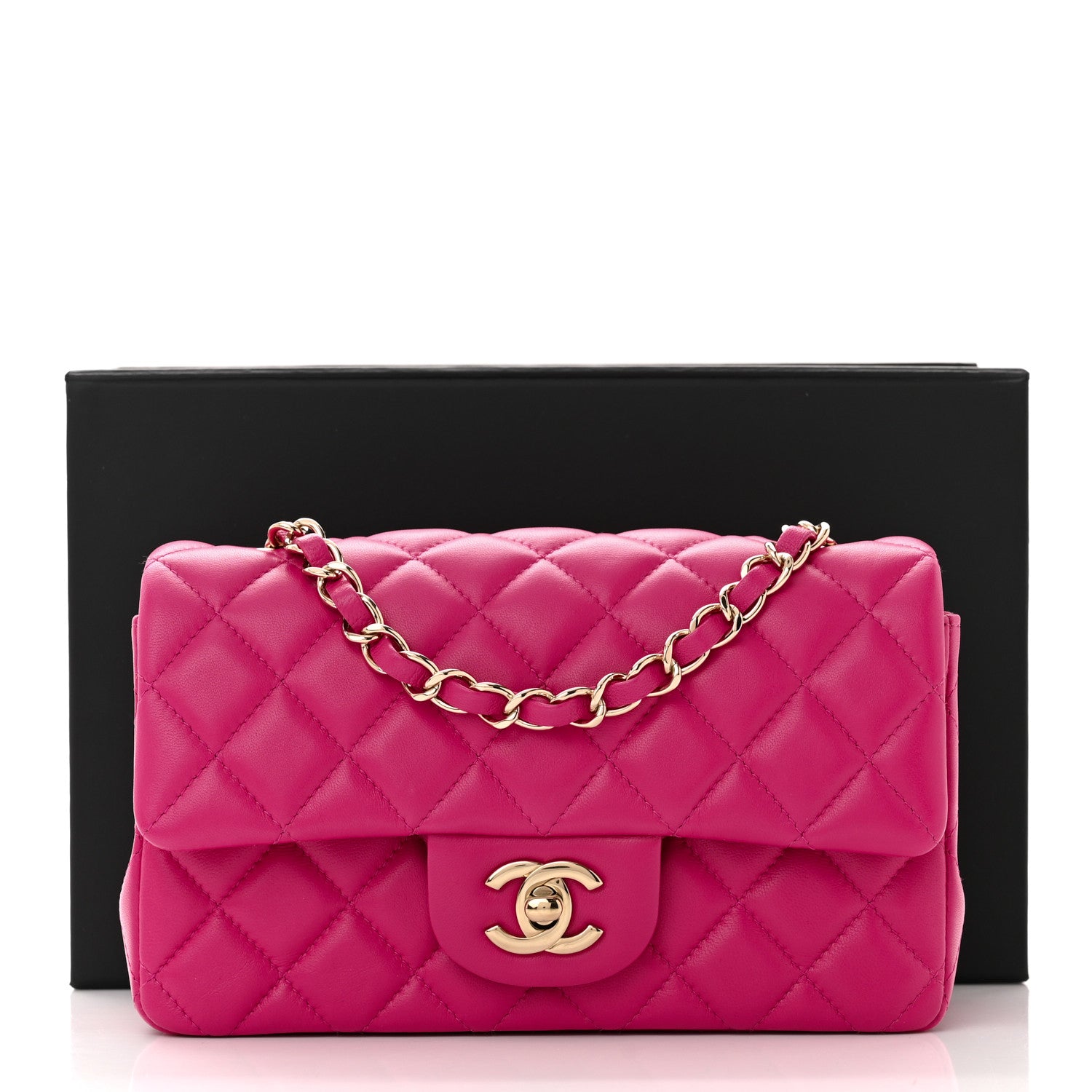 Chanel Lambskin Quilted Mini Rectangular Flap Fuchsia 11 of 11