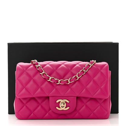 Chanel Lambskin Quilted Mini Rectangular Flap Fuchsia 11 of 11