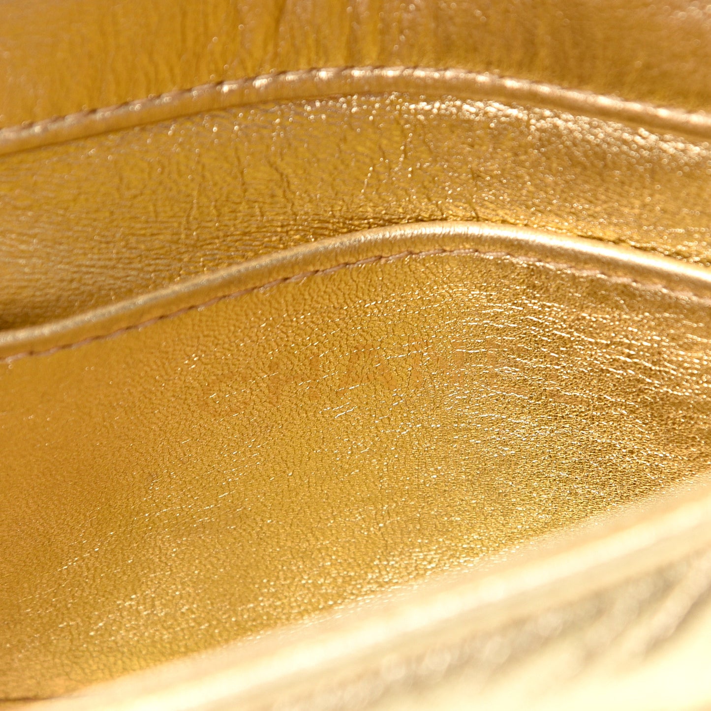 Metallic Lambskin Quilted Mini Flap Gold
