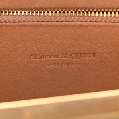 Alexander McQueen Calfskin Crocodile Embossed Knuckle Flat Clutch Black Gold 6 of 6