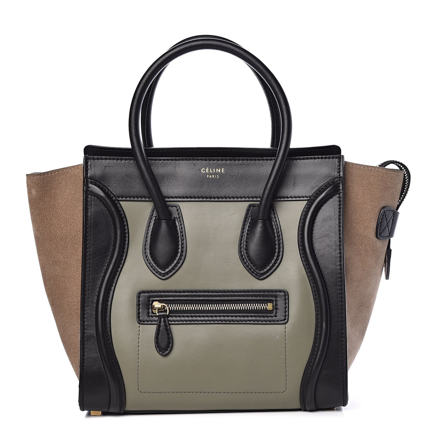 Satin Calfskin Suede Micro Tri-Color Luggage Almond