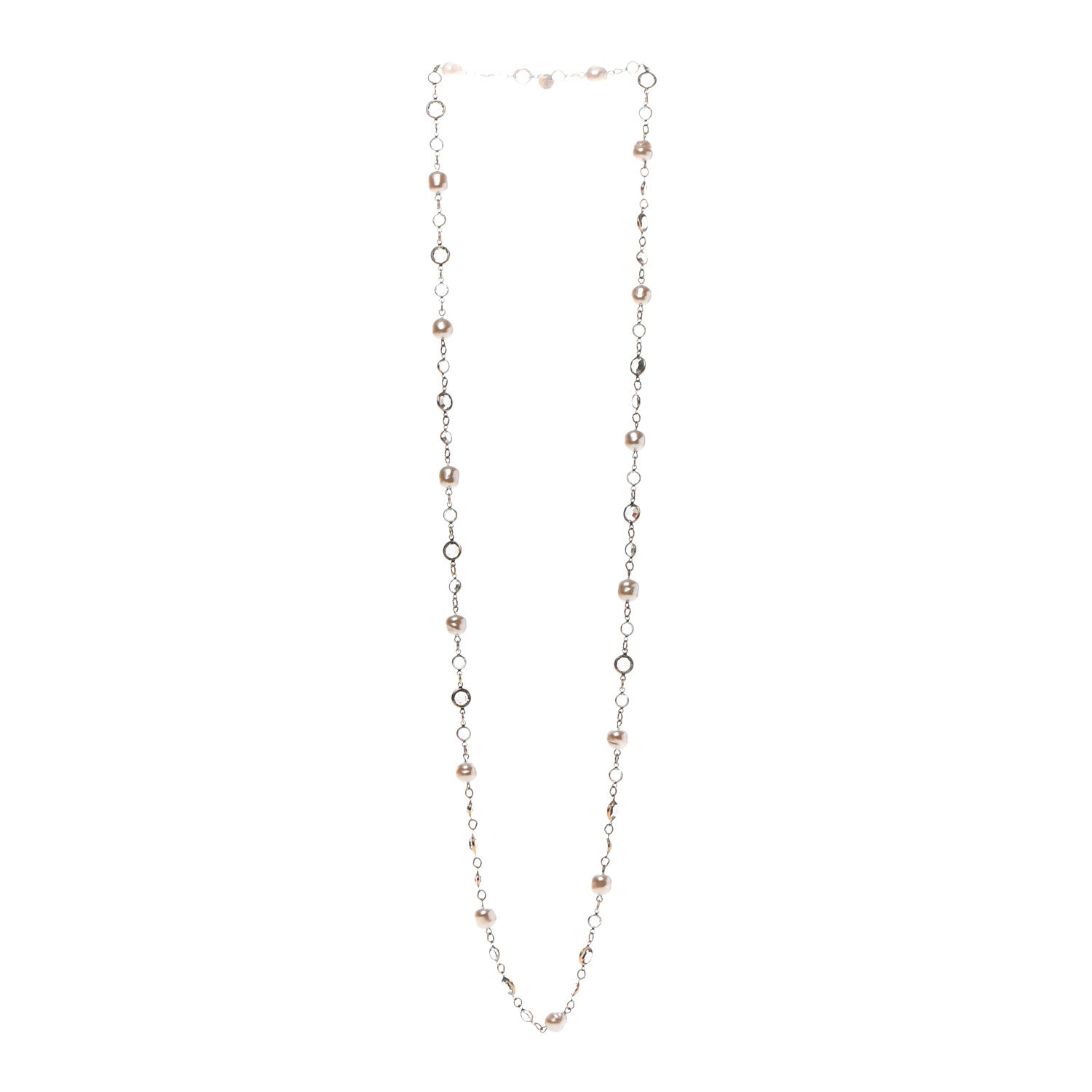 Chanel Crystal Pearl CC Long Necklace Gold 2 of 4