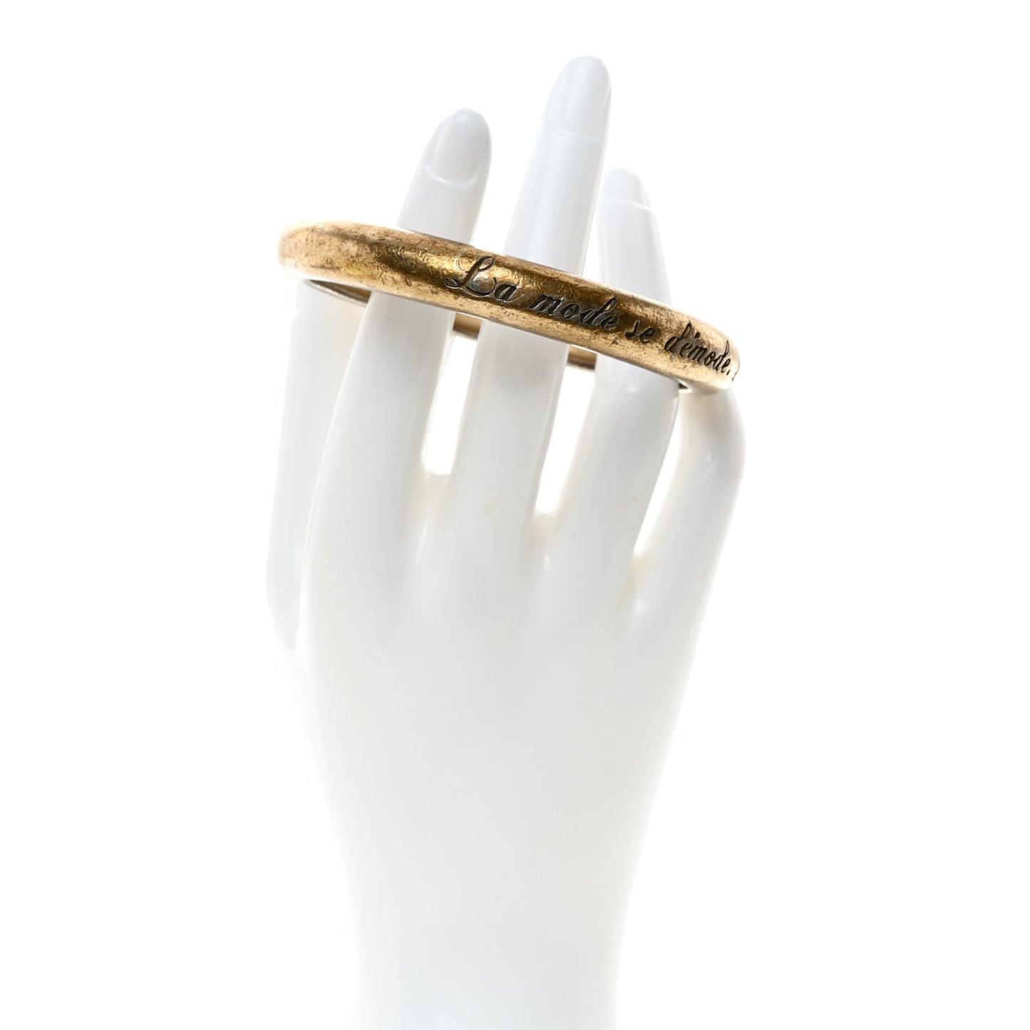 Metal French Quote Bracelet Bangle Gold