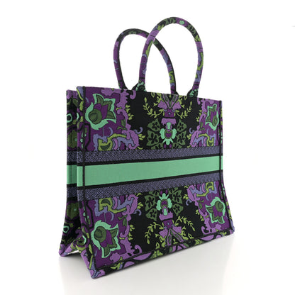 Christian Dior Canvas Embroidered Large Indian Purple Book Tote Multicolor 3 of 11