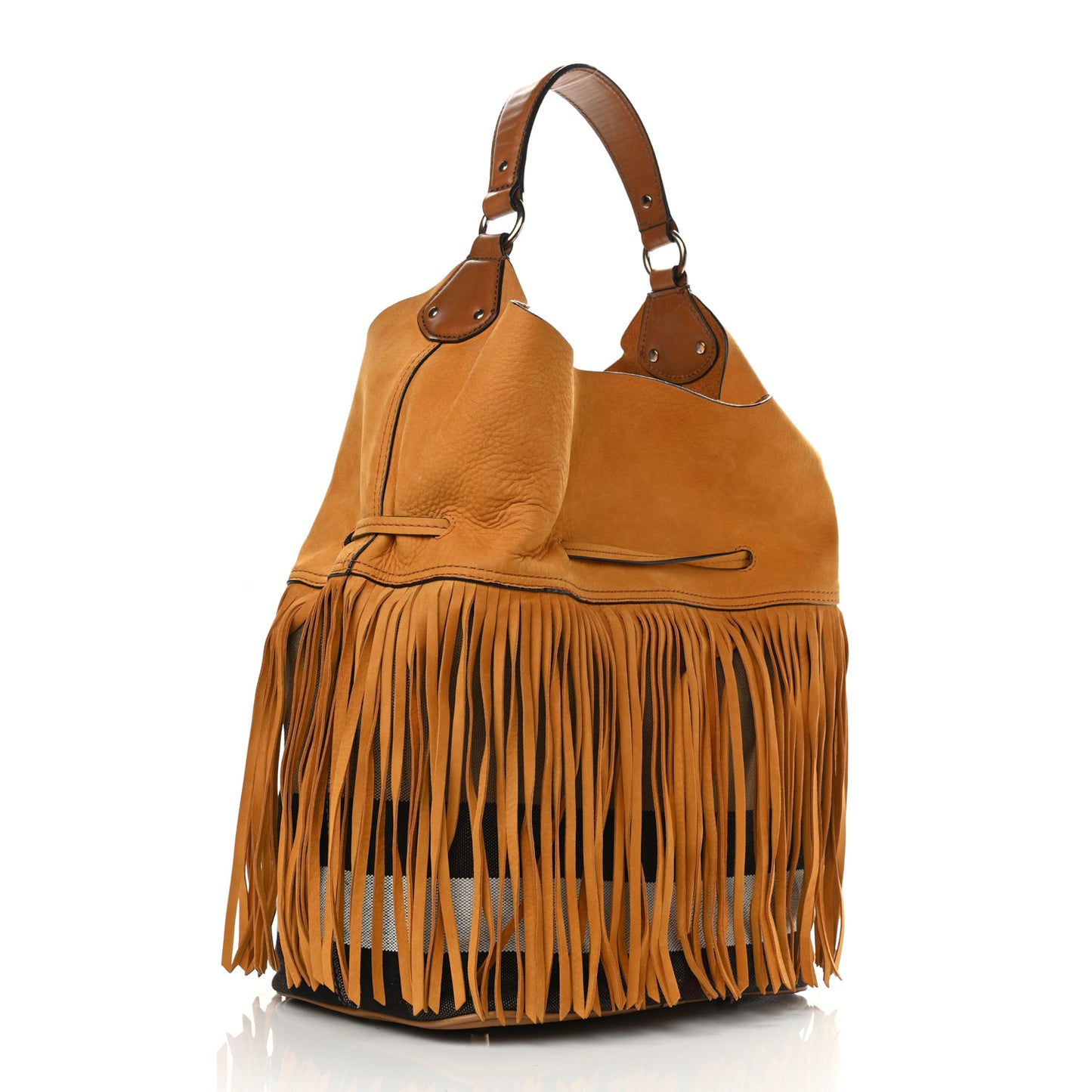 Suede Fringe Large Belgrove Bucket Bag Tan