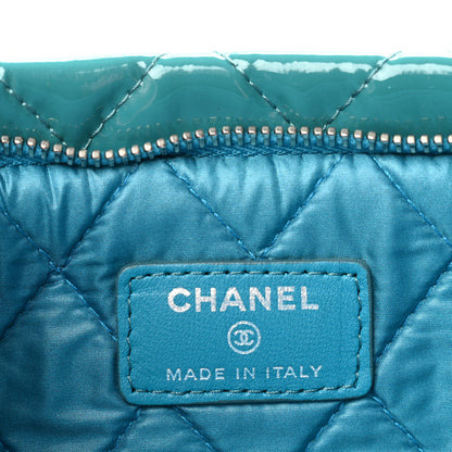 Chanel Patent Calfskin Quilted Beauty CC Clutch Blue 6 of 12