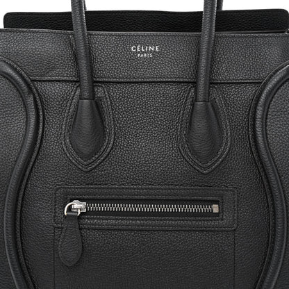 Celine Drummed Calfskin Micro Luggage Black 8 of 10