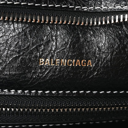 Balenciaga Agneau Arena Striped Large Barbes Z Pouch with Handle Candy Pink Black 6 of 9