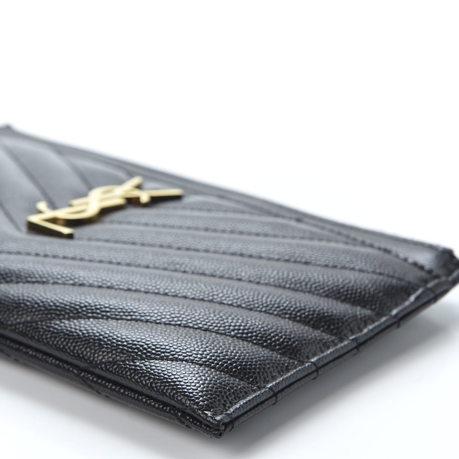 Saint Laurent Grain De Poudre Chevron Monogram Bill Pouch Black 6 of 10