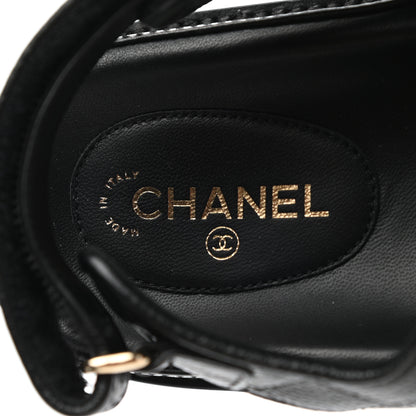 Chanel Grained Calfskin Velcro Dad Sandals 39 Black 7 of 8