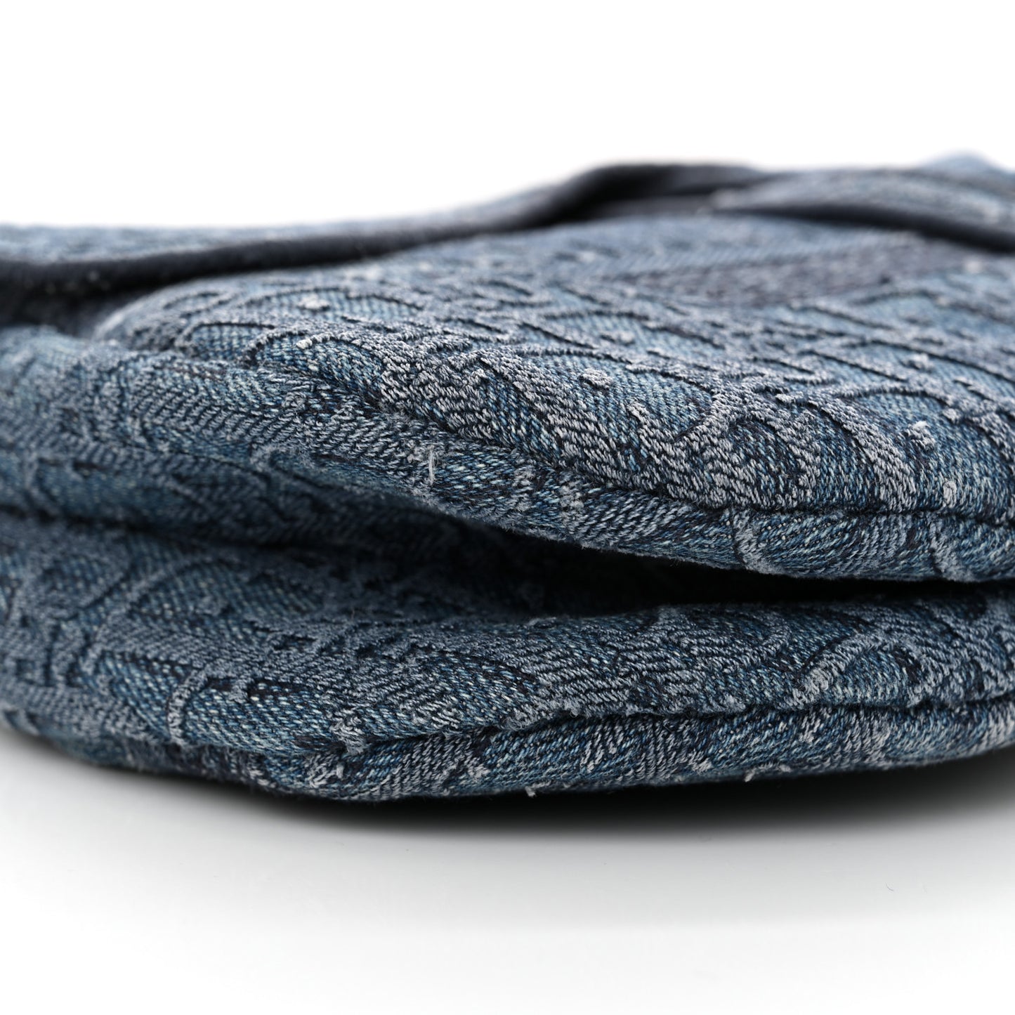 Oblique Embroidered Saddle Bag Denim Blue