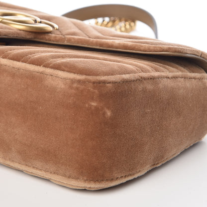 Gucci Velvet Matelasse Small GG Marmont Shoulder Bag Taupe 9 of 9