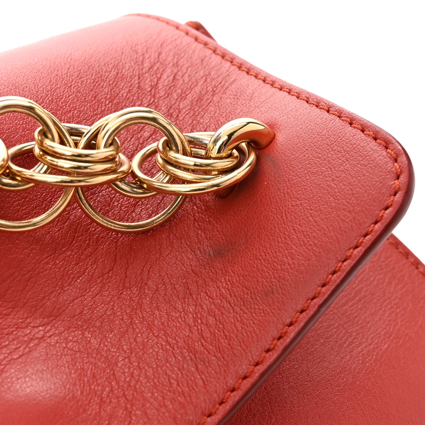 Calfskin Drew Bijou Clutch Earthy Red