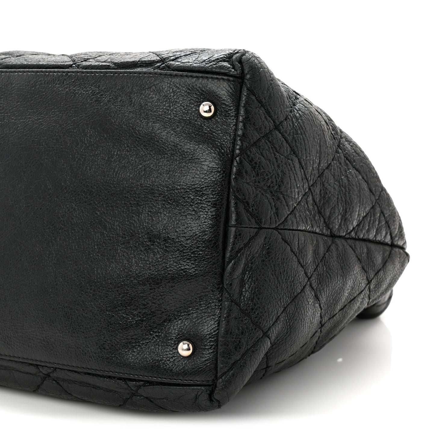 Glazed Calfskin On The Road Drawstring Tote Black