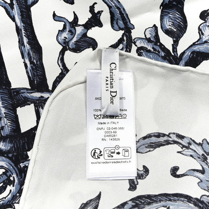 Christian Dior Silk Le Monde 90 Square Scarf White Multicolor 3 of 4