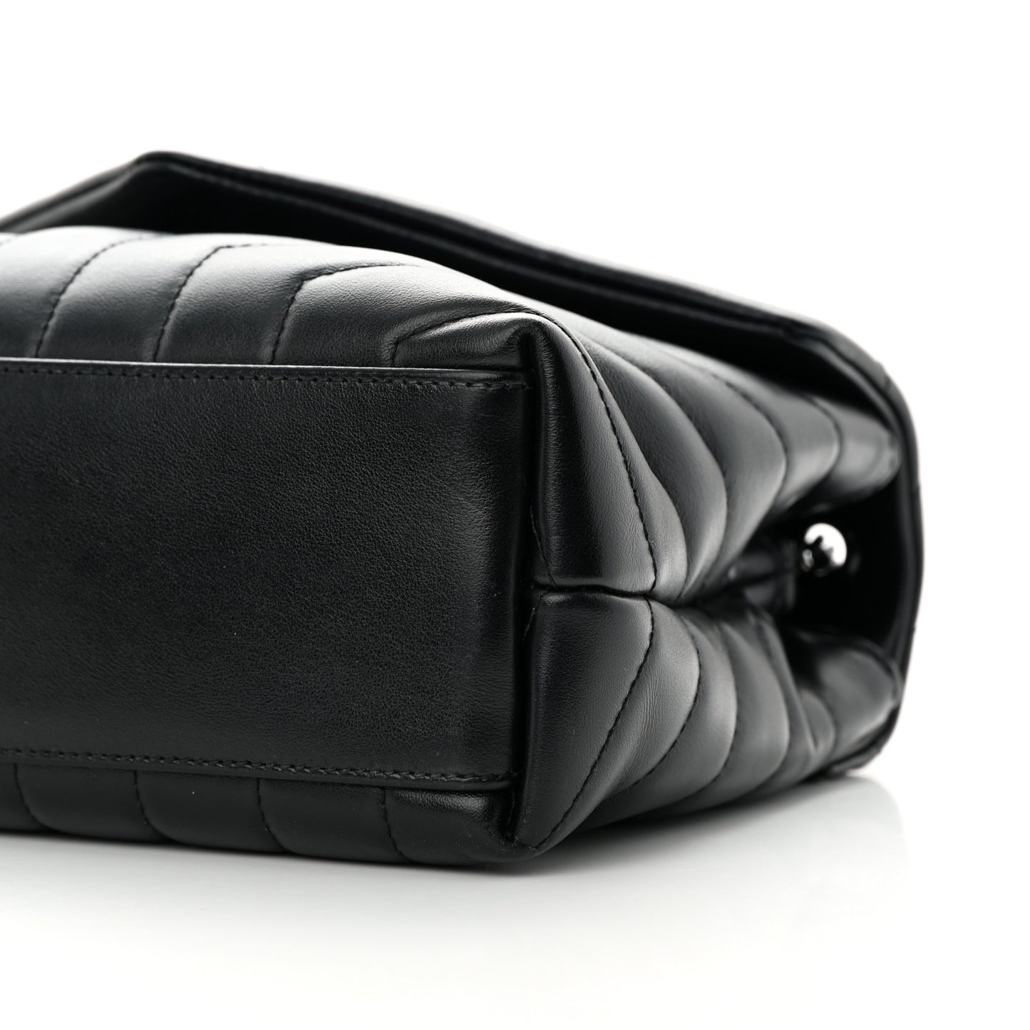 Calfskin Y Quilted Monogram Monochrome Small Loulou Chain Satchel Black
