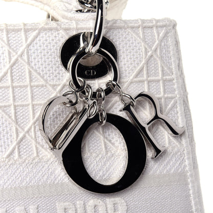Christian Dior Canvas Embroidered Cannage Medium Lady D-Lite White 9 of 10