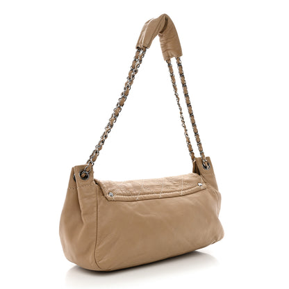 Chanel Lambskin Contrast Stitch Surpique Accordion Flap Beige 3 of 13