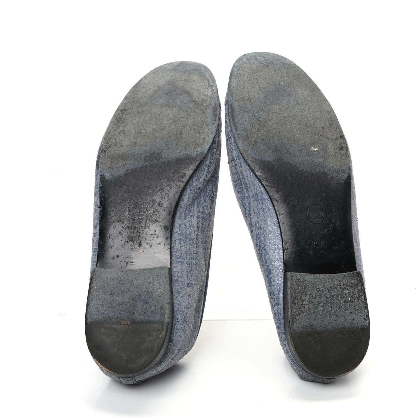 Iridescent Calfskin Cap Toe CC Ballerina Flats 39.5 Blue
