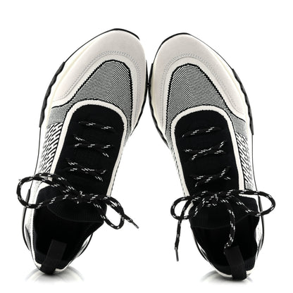 Hermes Knit Bi-Color Womens Addict Sneakers 37 Black White 2 of 9