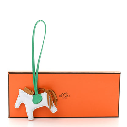 Hermes Milo Lambskin Grigri Rodeo Horse Bag Charm PM Bleu Brume Sesame Menthe 5 of 5