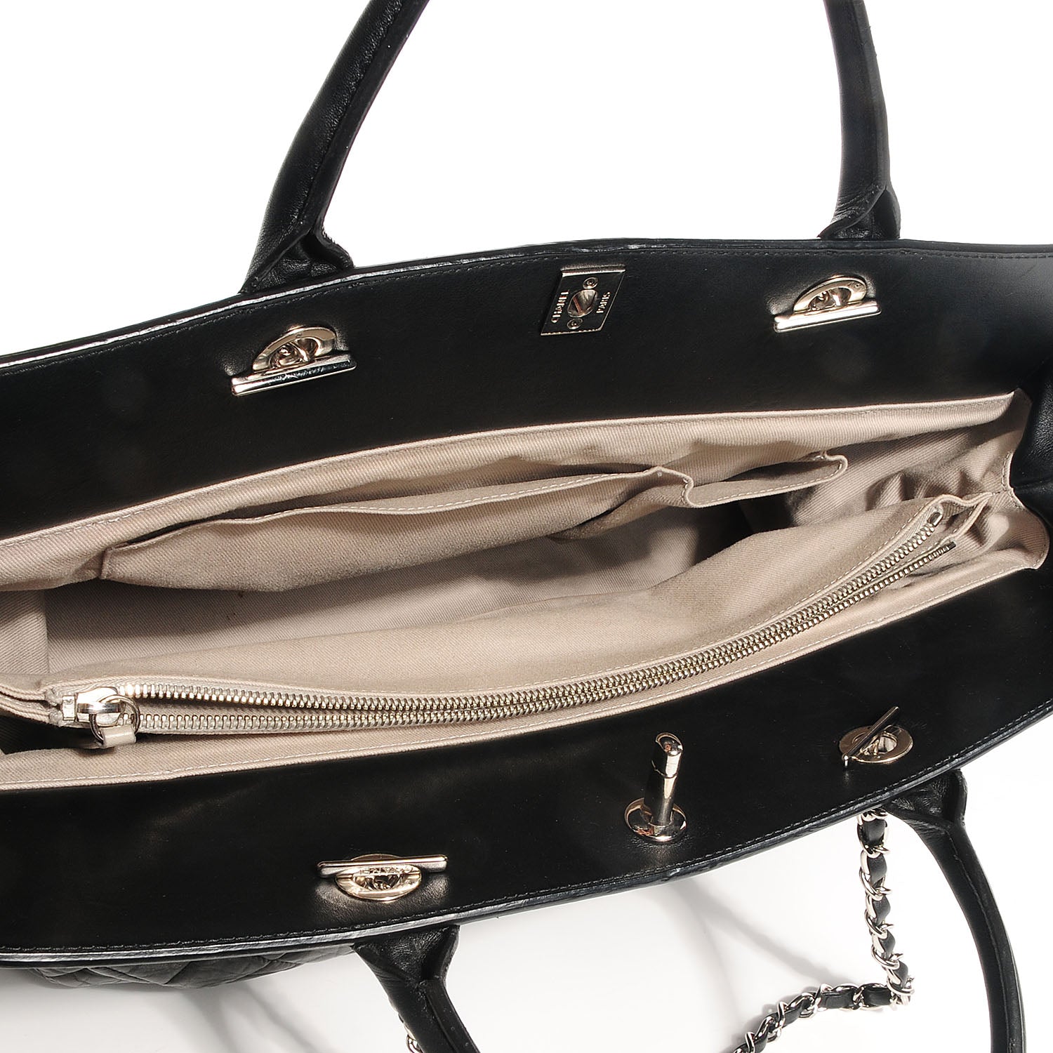 Chanel Aged Calfskin Quilted Be CC Tote Black 5 of 8
