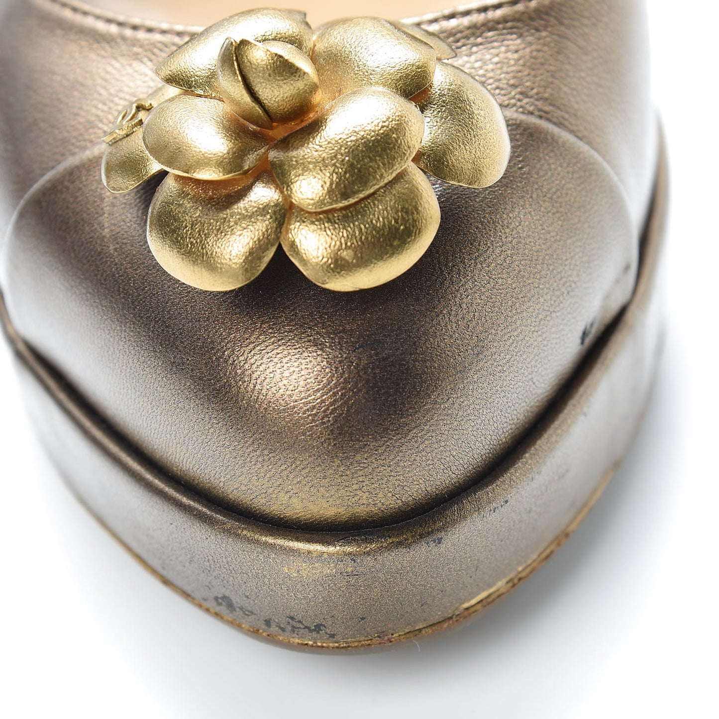 Lambskin Camellia Sling Back Pumps 39 Bronze