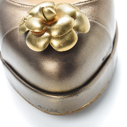 Chanel Lambskin Camellia Sling Back Pumps 39 Bronze 16 of 21