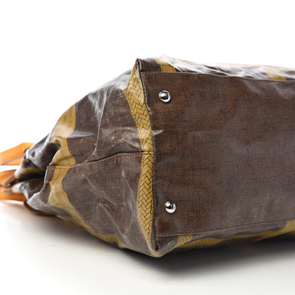 Fendi Coated Linen Calfskin Romano Selleria Villa Borghese Equestrian Satchel Ocra 10 of 12