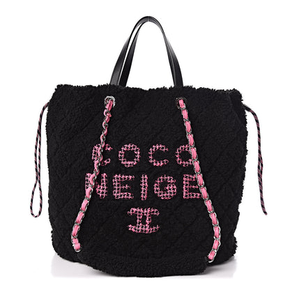 Chanel Shearling Sheepskin Large Coco Neige Tote Black 1 of 10