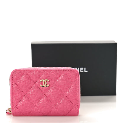 Chanel Caviar Quilted Zip Coin Purse Pink 10 of 10