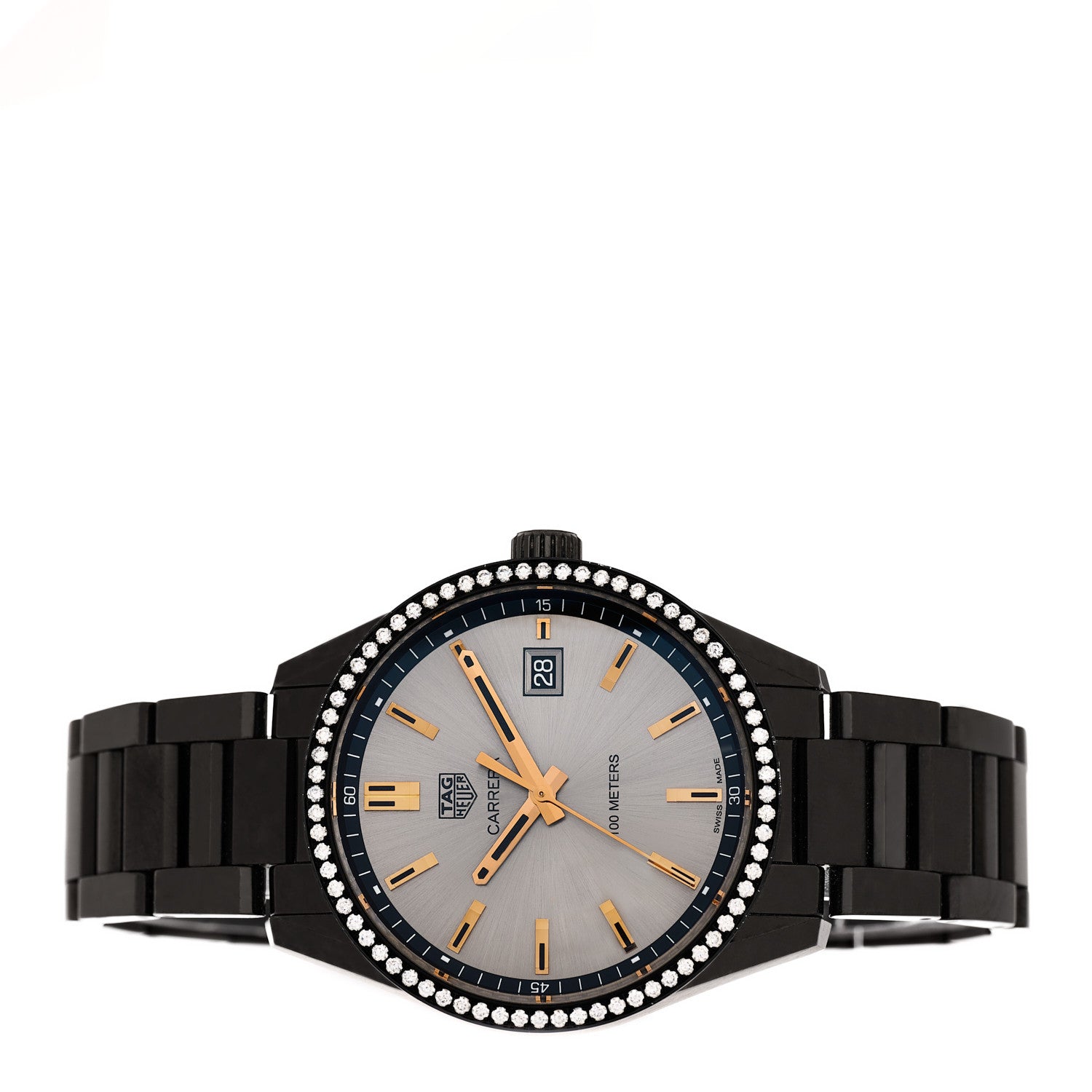 Tag Heuer Stainless Steel Diamond Bezel 39mm Carrera Lady Quartz Watch Grey WAR1115 4 of 9