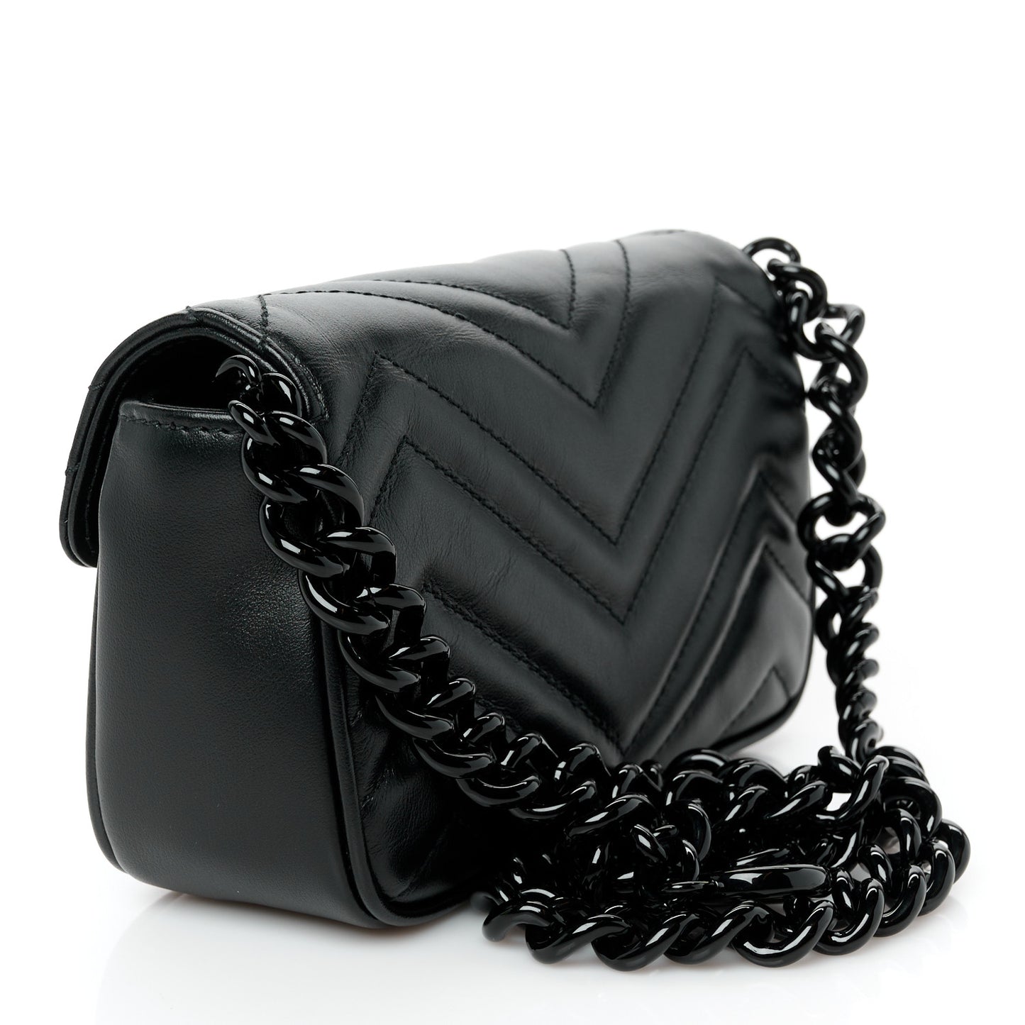 Calfskin Matelasse Monochrome GG Marmont Chain Belt Bag Black