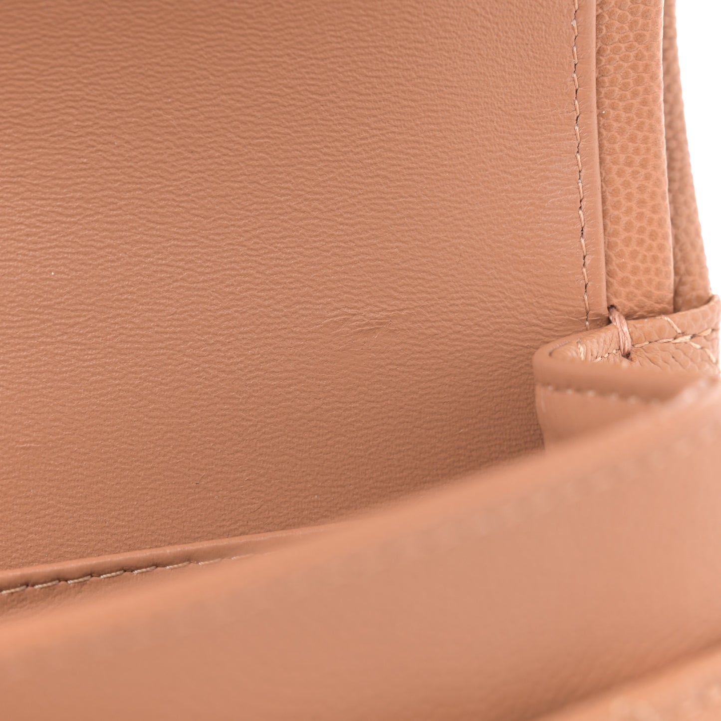 Caviar Quilted Small Double Flap Light Brown