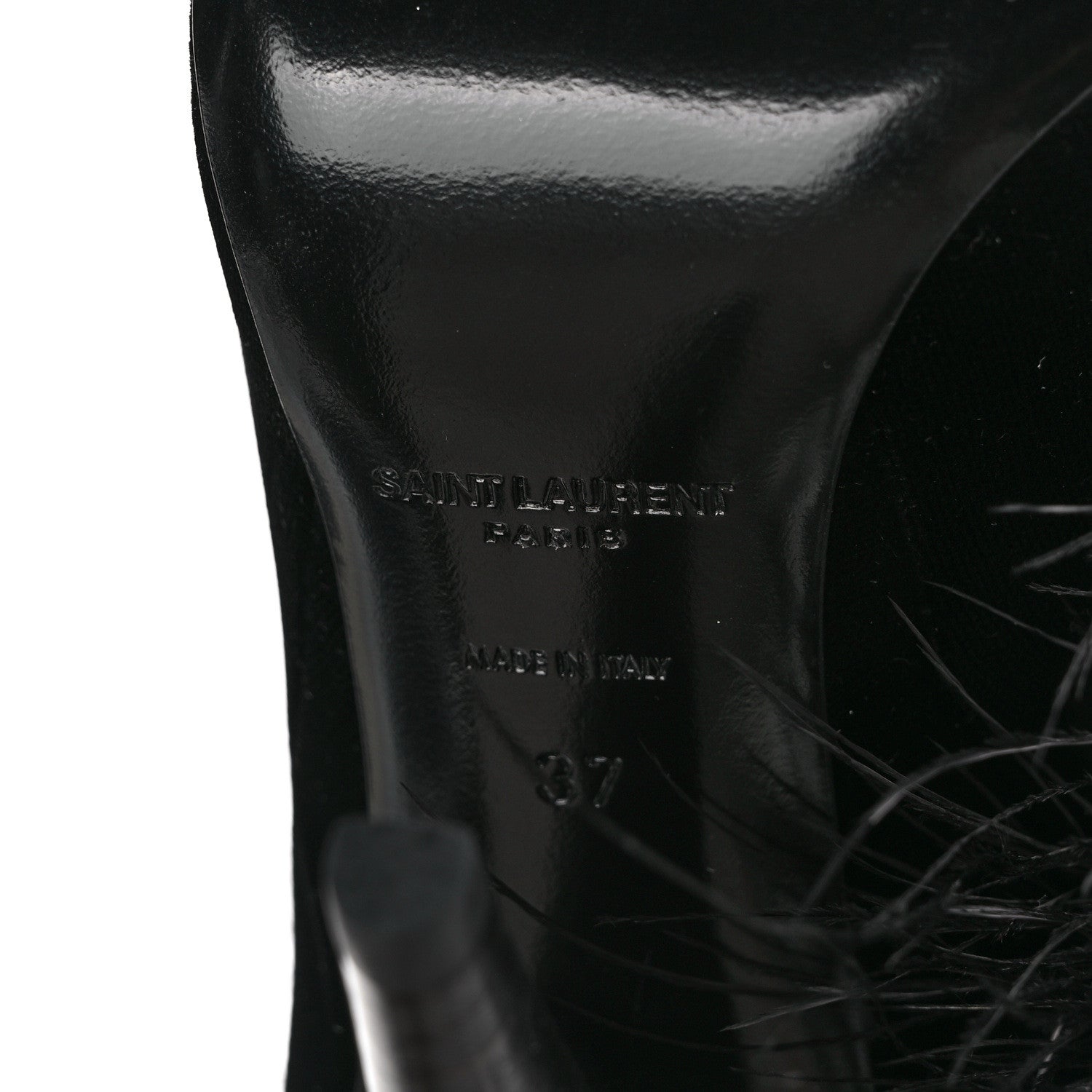 Saint Laurent Velluto Master Ostrich Yeti 110 Short Boots 37 Black 6 of 8