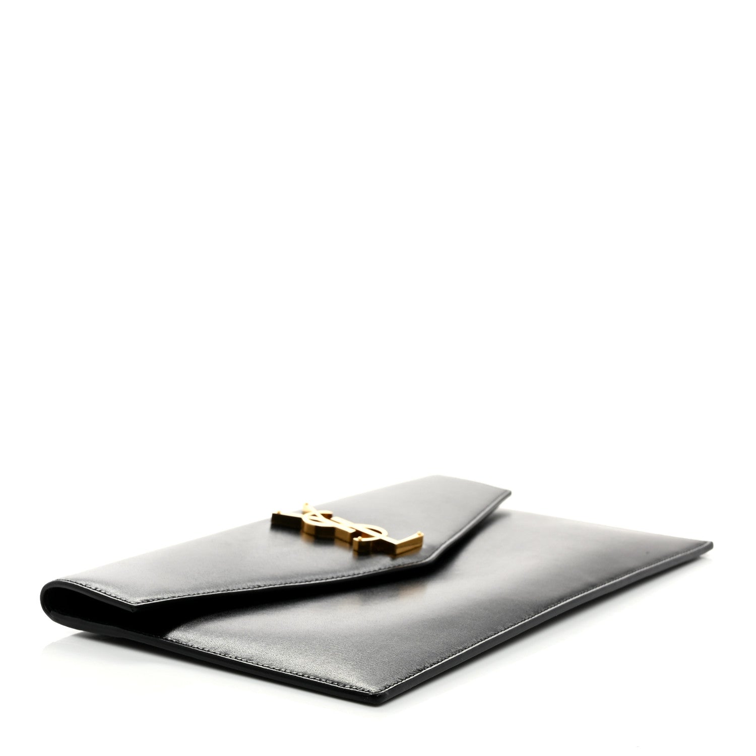 Saint Laurent Smooth Shiny Calfskin Monogram Uptown Pouch Black 4 of 8