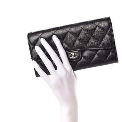 Chanel Caviar Quilted Large Gusset Flap Wallet Black 2 of 10