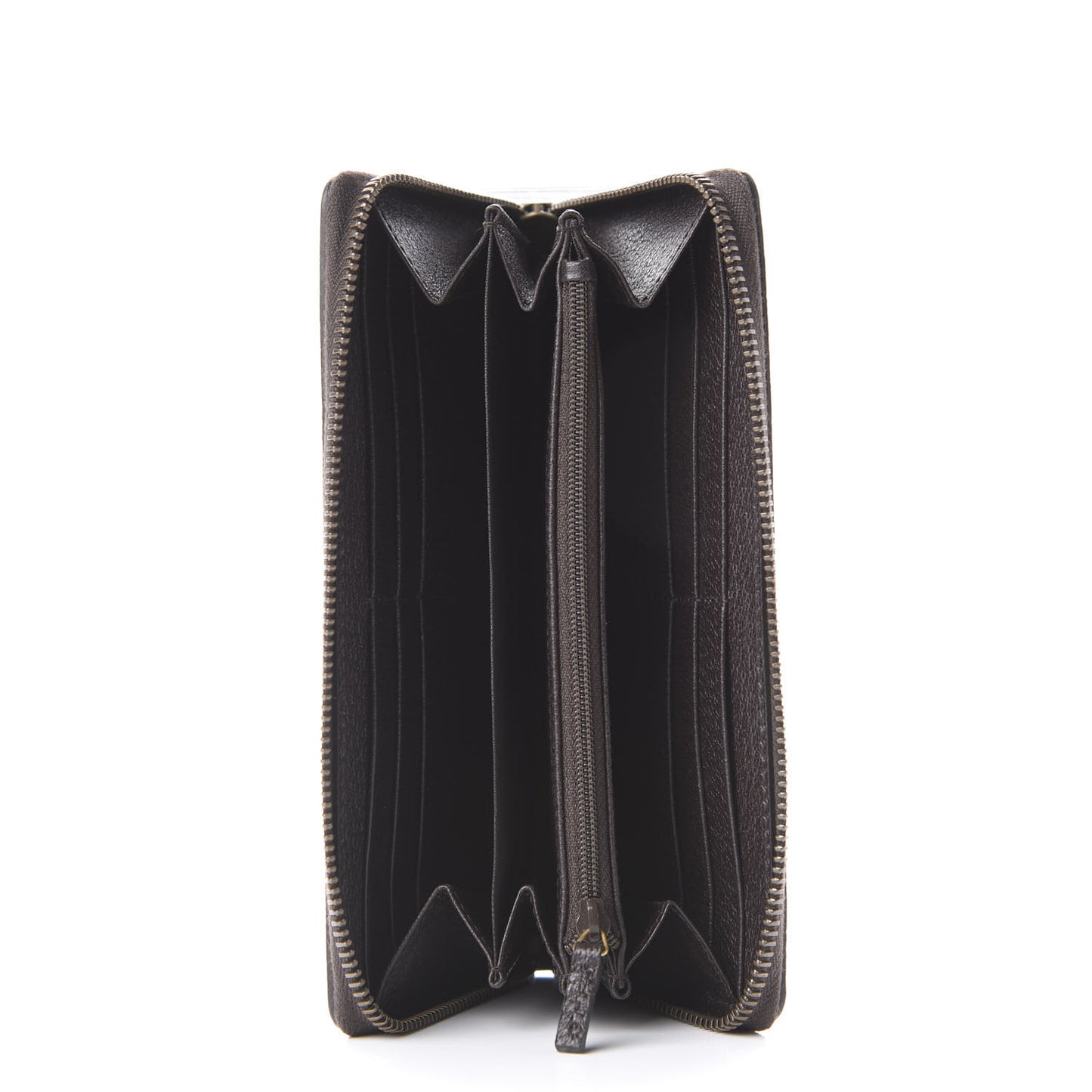 Dollar Calfskin Boar Effect GG Marmont Zip Around Wallet Dark Cocoa